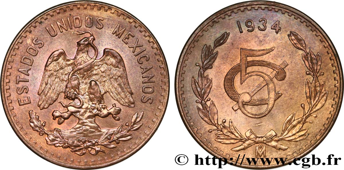 MEXICO 5 Centavos 1925 Mexico MS 