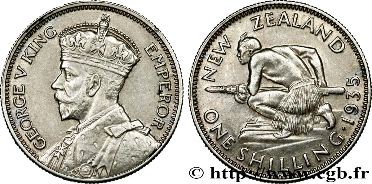 NEW ZEALAND 1 Shilling Georges V 1935  XF 