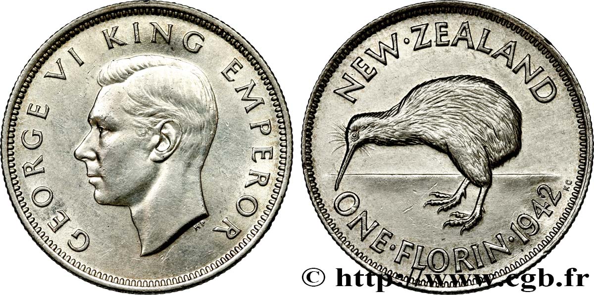 NEW ZEALAND 1 Florin Georges VI 1942  AU 