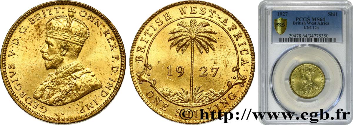 AFRICA DI L OVEST BRITANNICA 1 Shilling Georges V 1927  MS64 PCGS