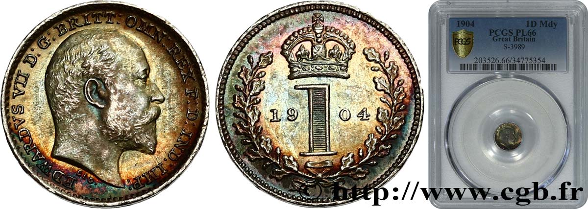 REGNO UNITO 1 Penny Edouard VII 1904  FDC66 PCGS