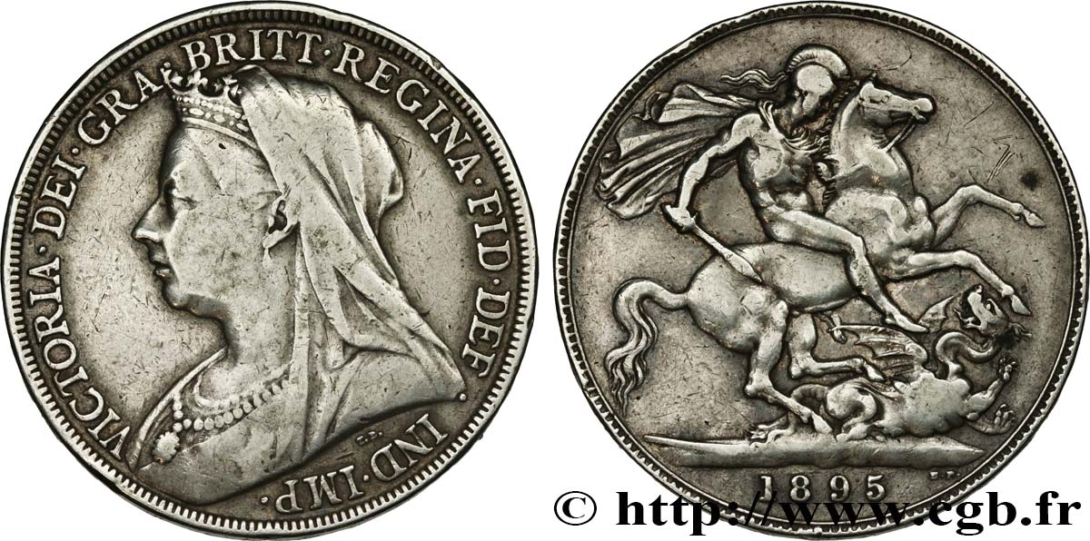 REINO UNIDO 1 Crown Victoria “Old Head” an LIX 1895  BC+ 