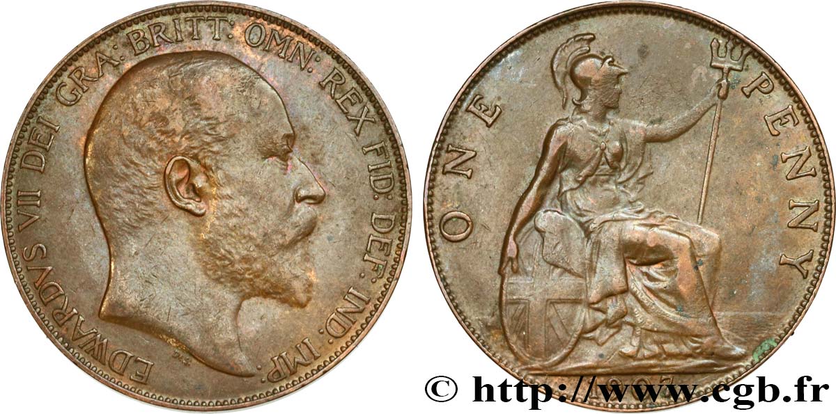 UNITED KINGDOM 1 Penny Edouard VII 1907  AU/XF 