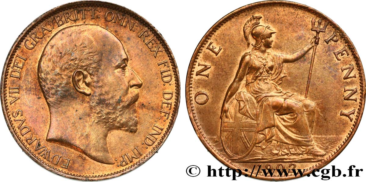 VEREINIGTEN KÖNIGREICH 1 Penny Edouard VII 1902  VZ 