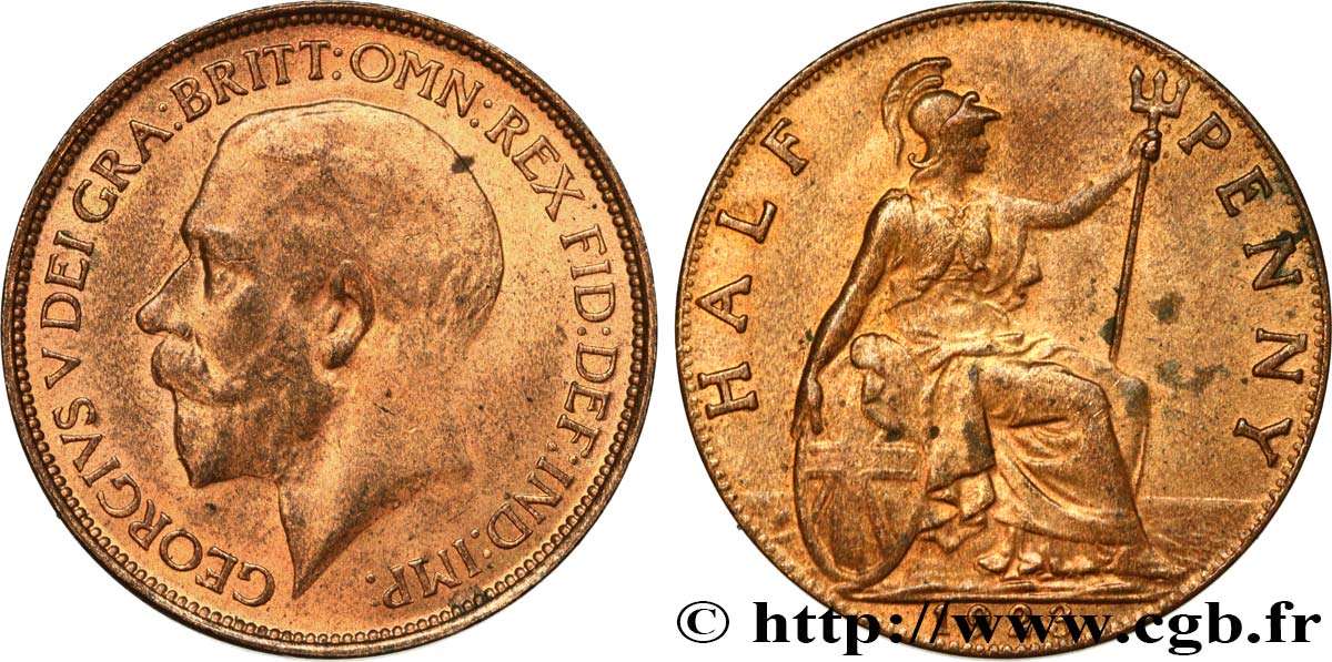 ROYAUME-UNI 1/2 Penny Georges V 1923  SPL 