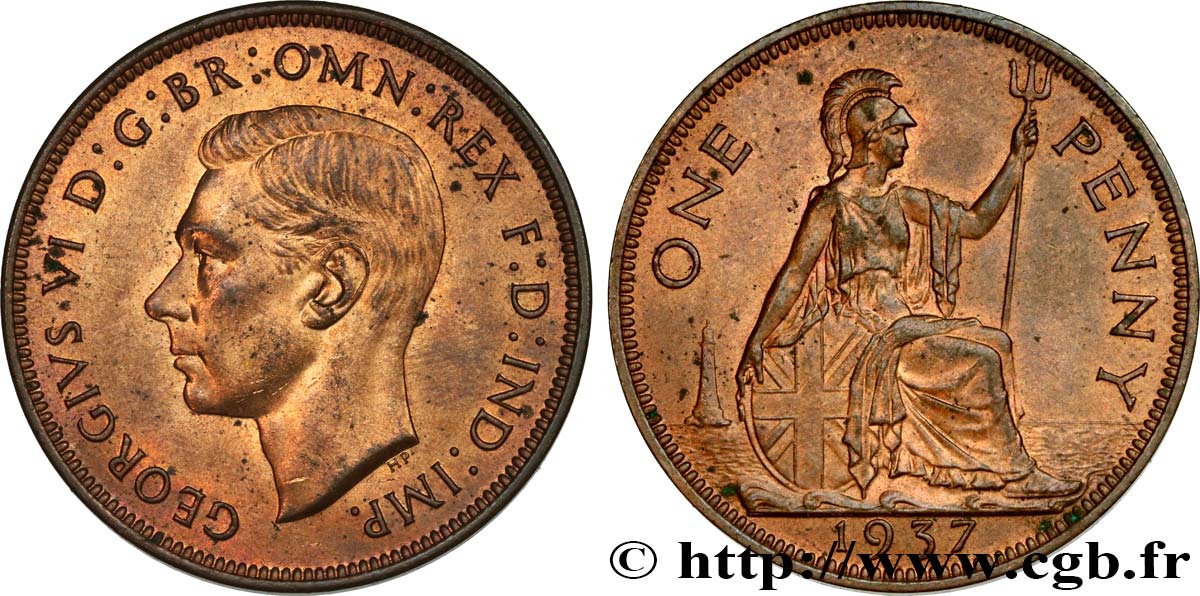 ROYAUME-UNI 1 Penny Georges VI 1937  SPL 