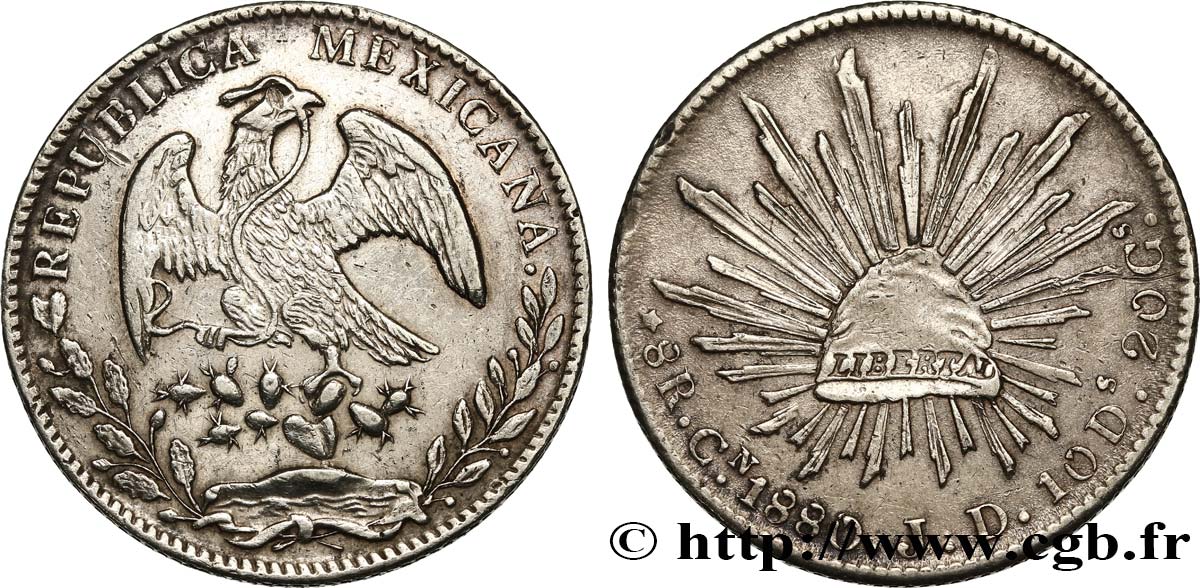 MESSICO 8 Reales 1880 Culiacan BB 