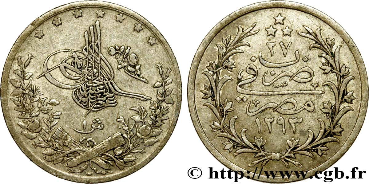 ÄGYPTEN 1 Qirsh Abdul Hamid II AH 1293 / 27 1901 Emil Weigand, Berlin - W fVZ 