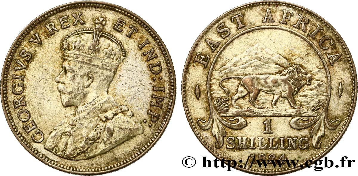 AFRICA DI L EST BRITANNICA  1 Shilling Georges V / lion 1924 British Royal Mint BB 