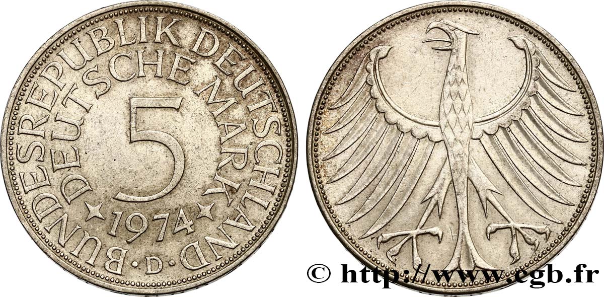 GERMANY 5 Mark aigle 1974 Munich - D AU 