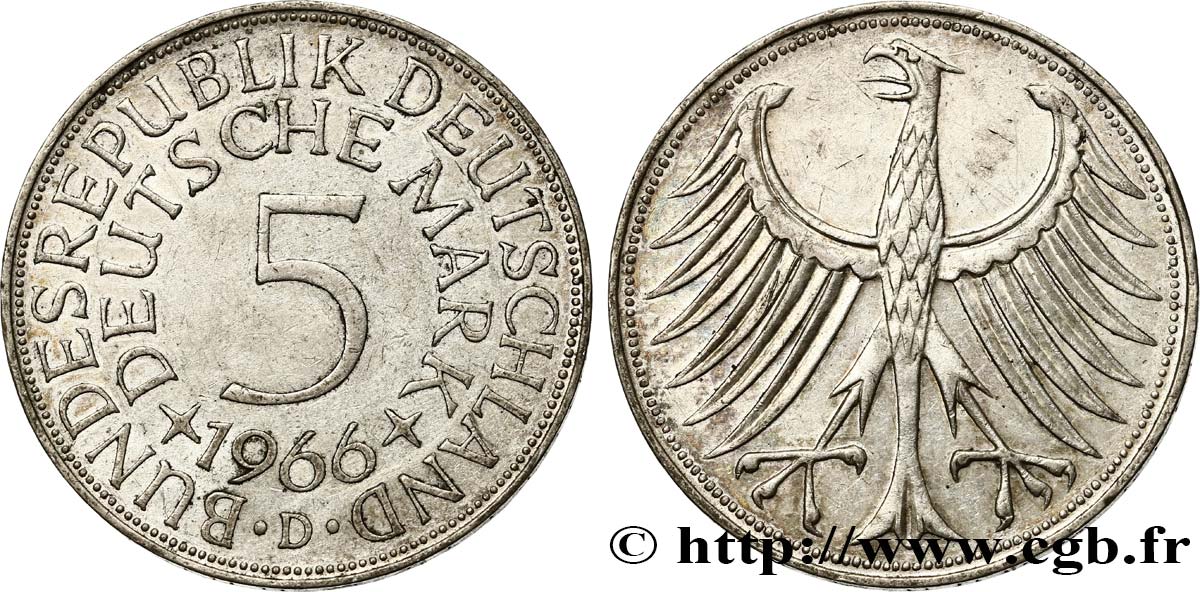 GERMANY 5 Mark aigle héraldique 1966 Munich AU 