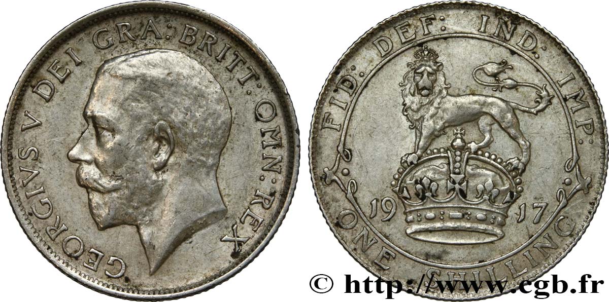 UNITED KINGDOM 1 Shilling Georges V 1917  AU 