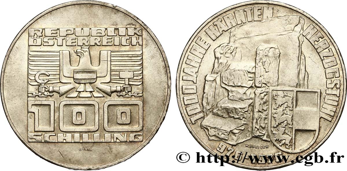 AUTRICHE 100 Schilling 1000e anniversaire de la Carinthie 1976  SUP 