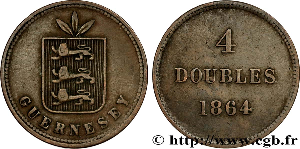 GUERNSEY 4 Doubles armes du baillage de Guernesey 1864  BB 
