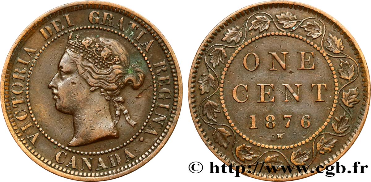 CANADA 1 Cent Victoria 1876 Heaton TTB 