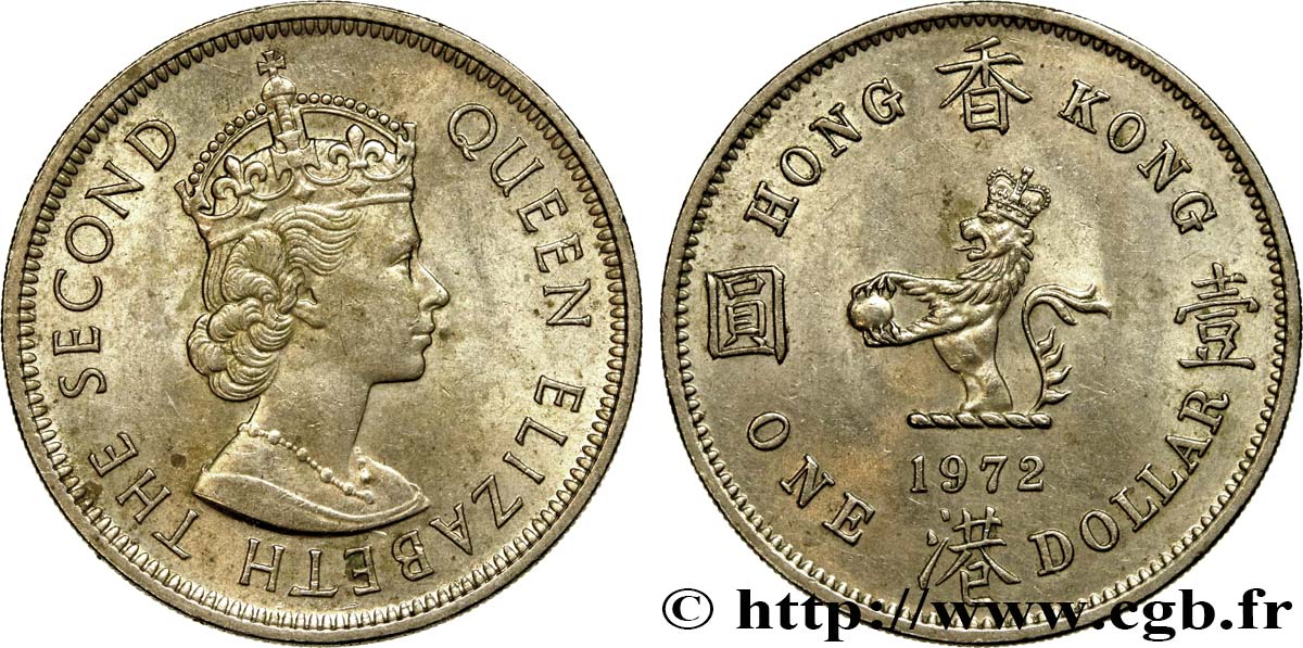 HONG KONG 1 Dollar Elisabeth II couronnée 1972  SUP 