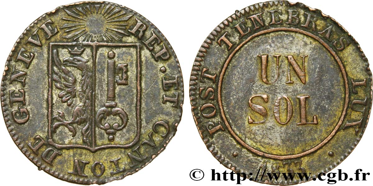 SWITZERLAND - REPUBLIC OF GENEVA 1 Sol 1833  XF 