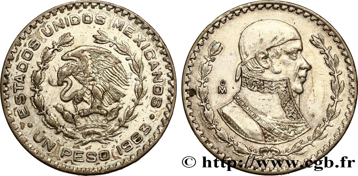 MESSICO 1 Peso Jose Morelos y Pavon 1963 Mexico BB 