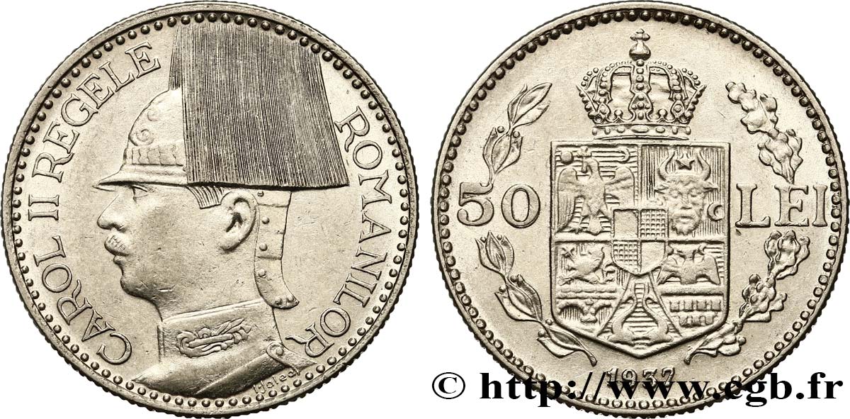 RUMANIA 50 Lei Charles II 1937  EBC 