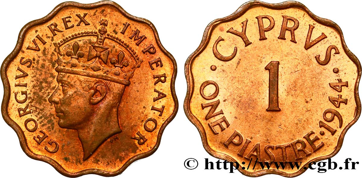 CYPRUS 1 Piastre Georges VI 1944  MS 