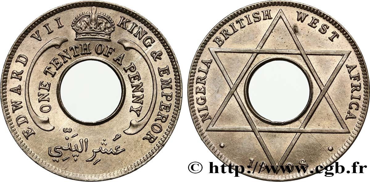BRITISH WEST AFRICA 1/10 Penny Edouard VII 1908 Londres MS 