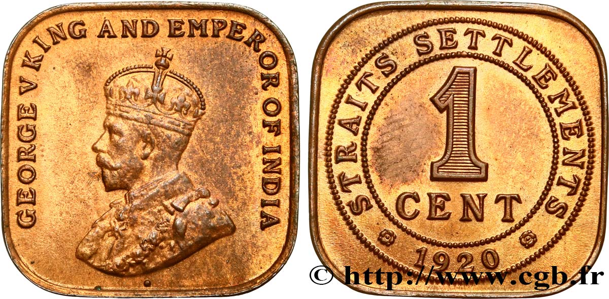 MALAYSIA - STRAITS SETTLEMENTS 1 Cent Georges V 1920  fST 