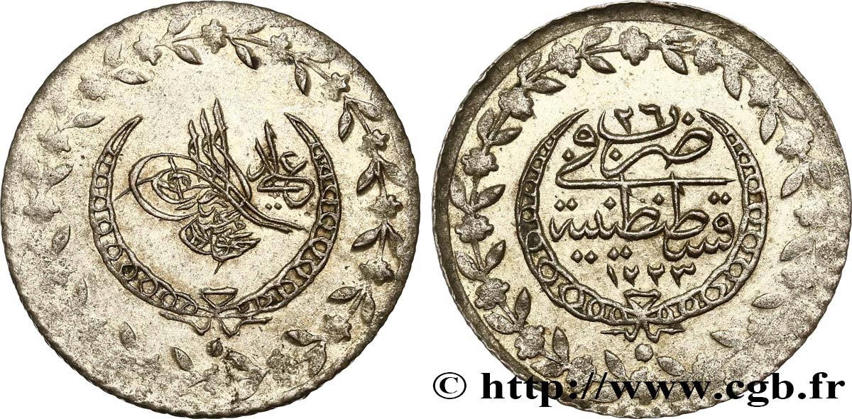 TURKEY 20 Para Mahmud II AH1223 an 26 1832 Constantinople AU 