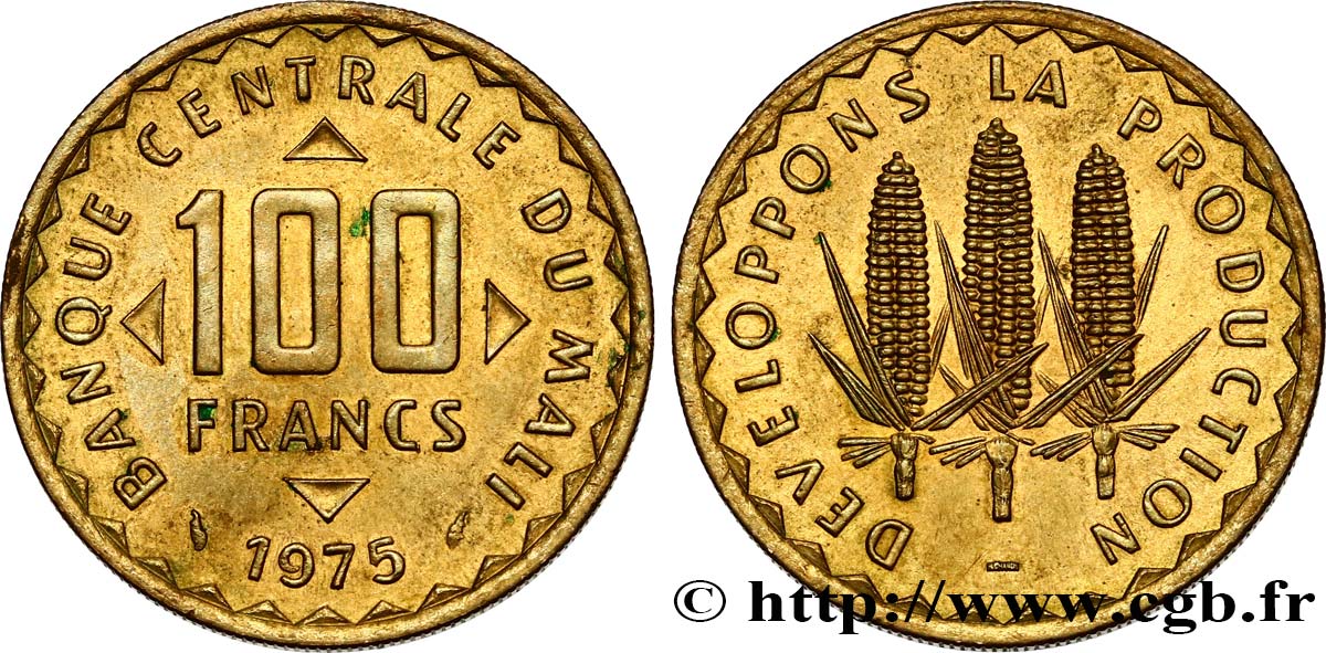 MALI 100 Francs épis de mais 1975 Paris SUP 