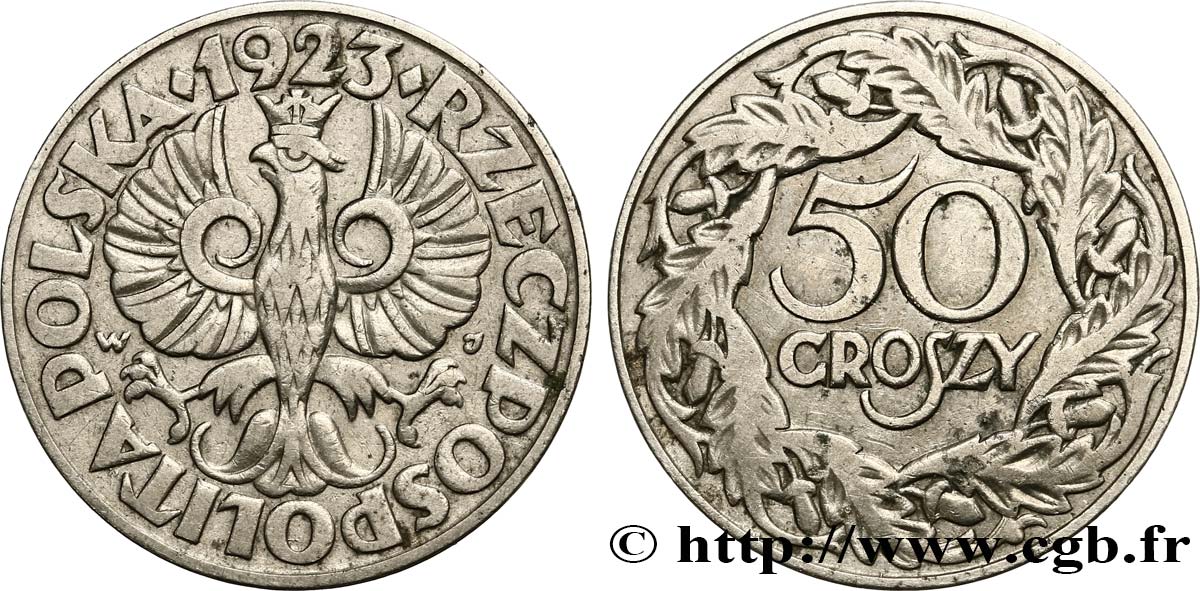POLEN 50 Groszy 1923 Varsovie SS 