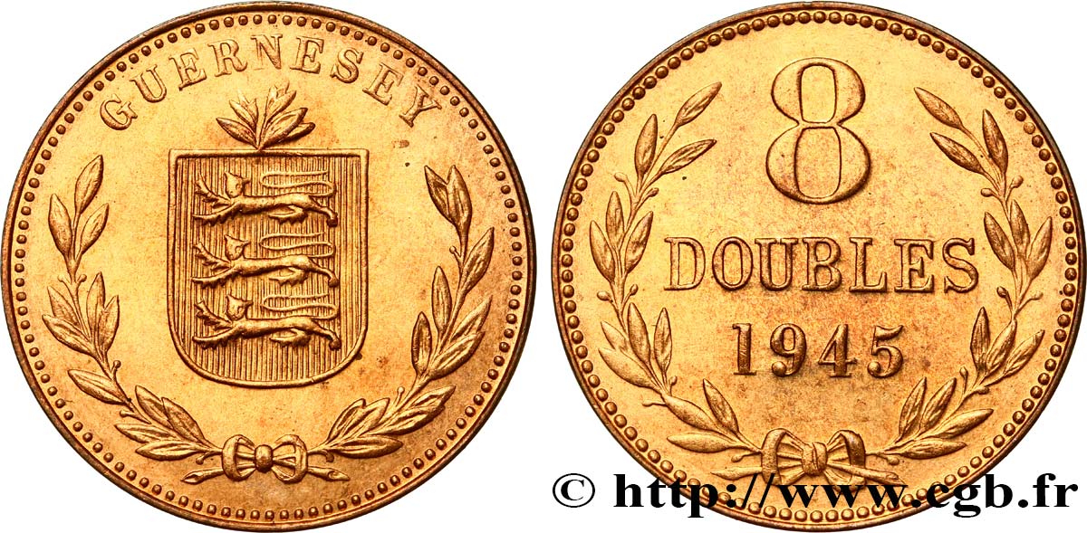 GUERNSEY 8 Doubles 1945 Heaton MS 