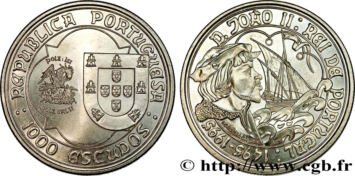 PORTUGAL 1000 Escudos 500e anniversaire de la mort de Jean II 1995  SPL 