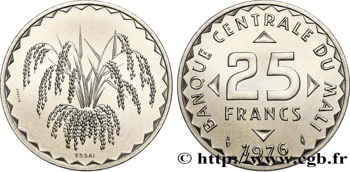 MALí Essai de 25 Francs plant de mil 1976 Paris SC 
