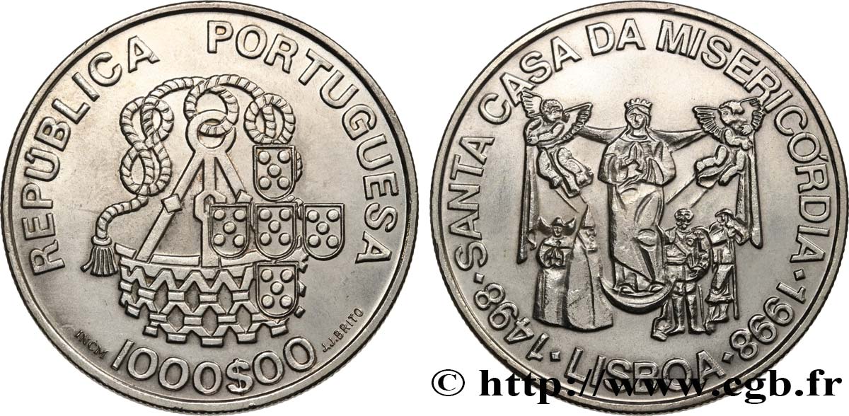 PORTUGAL 1000 Escudos 400e anniversaire de la Santa Casa da Misericórdia de Lisbonne 1998  EBC 