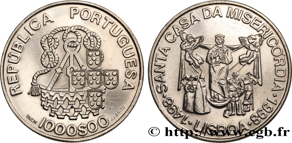 PORTOGALLO 1000 Escudos 400e anniversaire de la Santa Casa da Misericórdia de Lisbonne 1998  SPL 