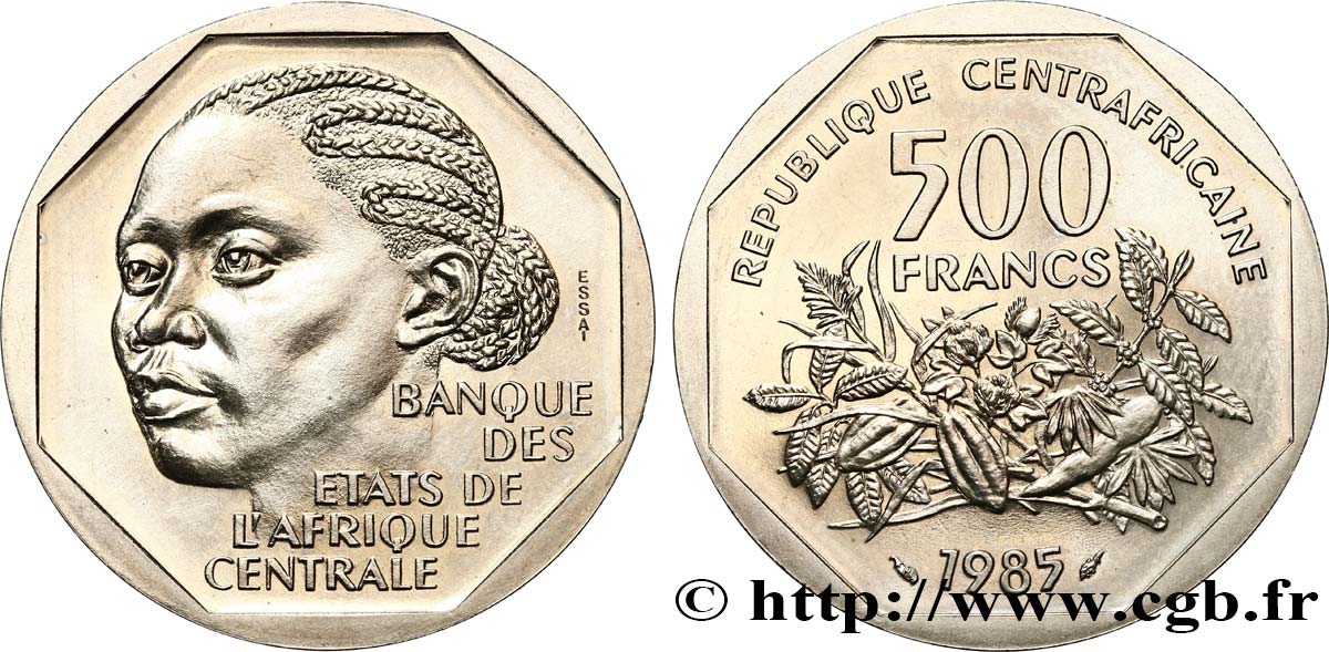 CENTRAL AFRICAN REPUBLIC Essai de 500 Francs 1985 Paris MS 