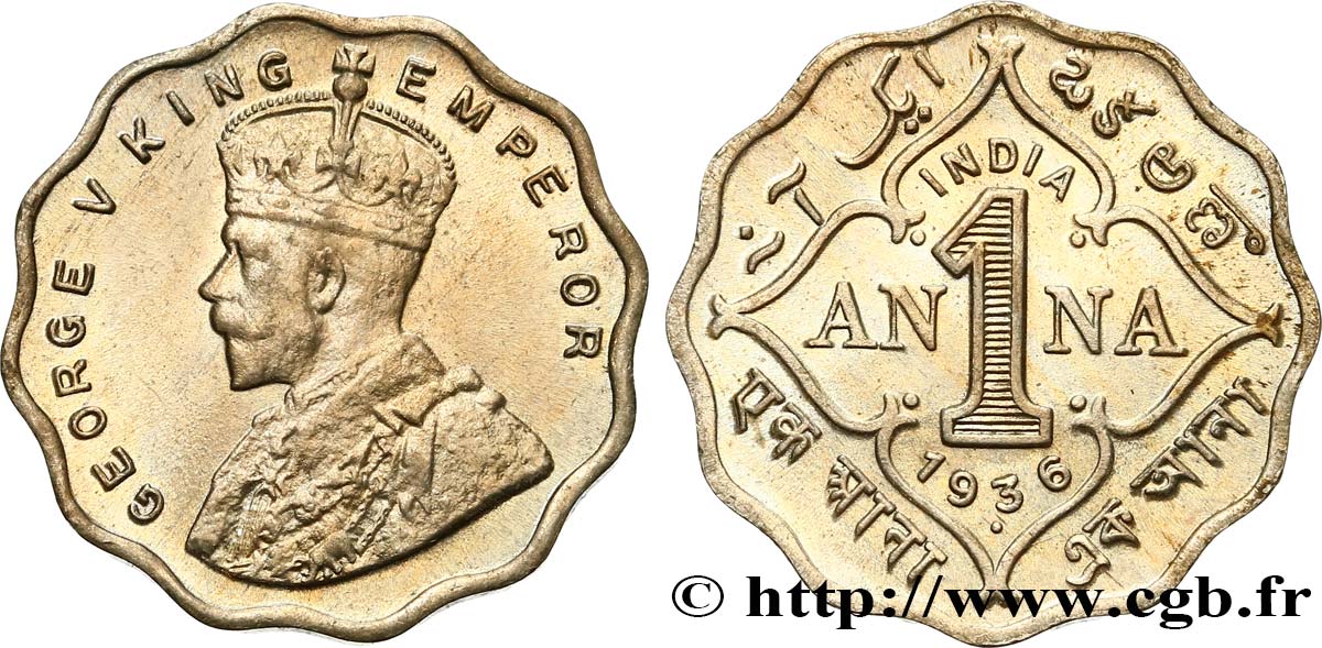 BRITISH INDIA 1 Anna Georges V 1936 Calcutta MS 