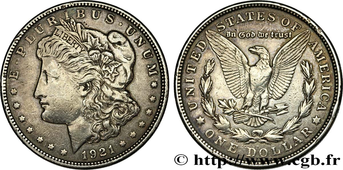 ÉTATS-UNIS D AMÉRIQUE 1 Dollar Morgan 1921 Philadelphie TTB 