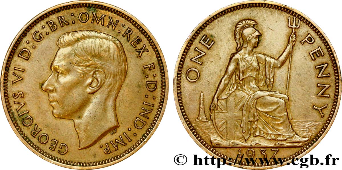 VEREINIGTEN KÖNIGREICH 1 Penny Georges VI 1937  fVZ 