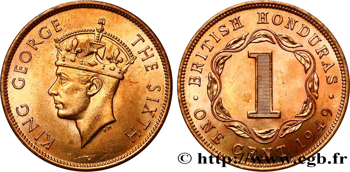 HONDURAS BRITANNIQUE 1 Cent Georges VI 1949  SPL 