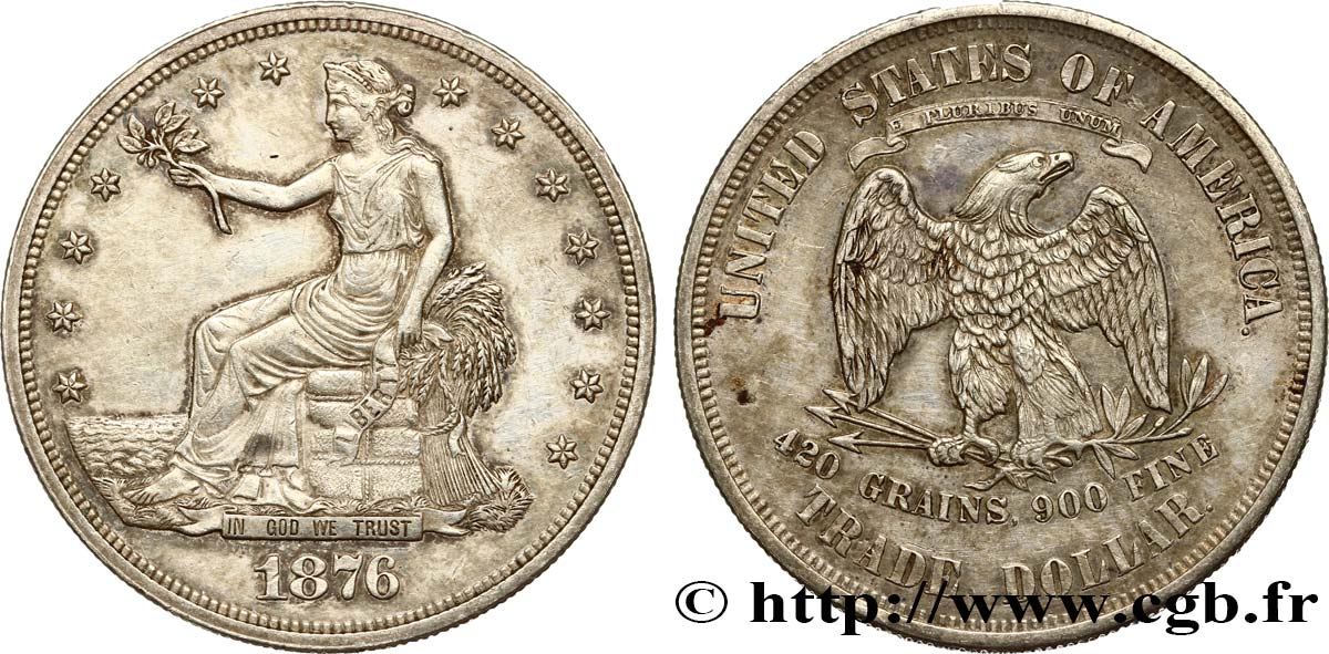 ÉTATS-UNIS D AMÉRIQUE 1 Dollar type “trade Dollar” aigle et liberté assise 1876 Philadelphie TTB+ 