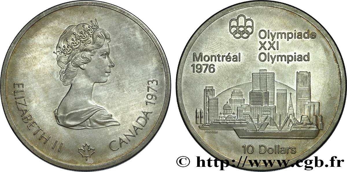 CANADá
 10 Dollars JO Montréal 1976 “skyline” de Montréal 1973  SC 