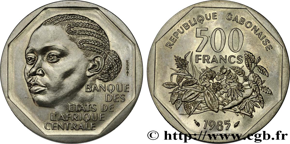 GABON Essai de 500 Francs femme africaine 1985 Paris MS 
