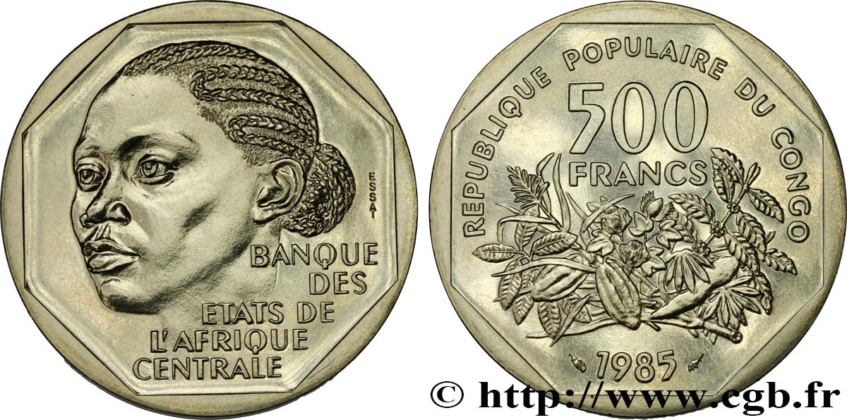 REPUBLIK KONGO Essai de 500 Francs 1985 Paris fST 