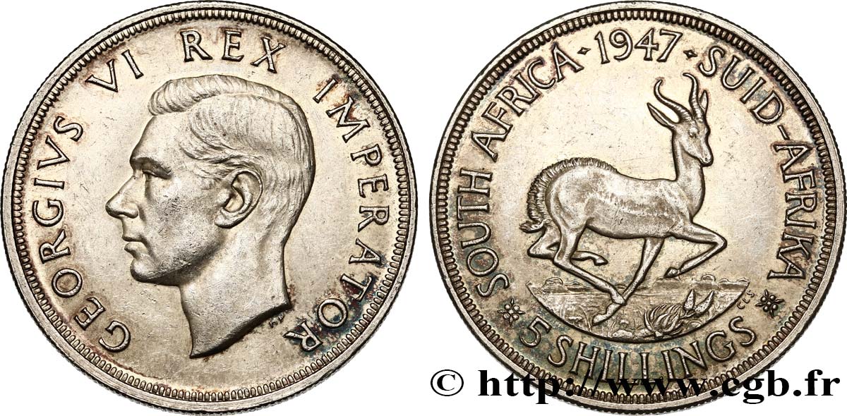SUDAFRICA 5 Shillings Georges VI 1947 Pretoria SPL 