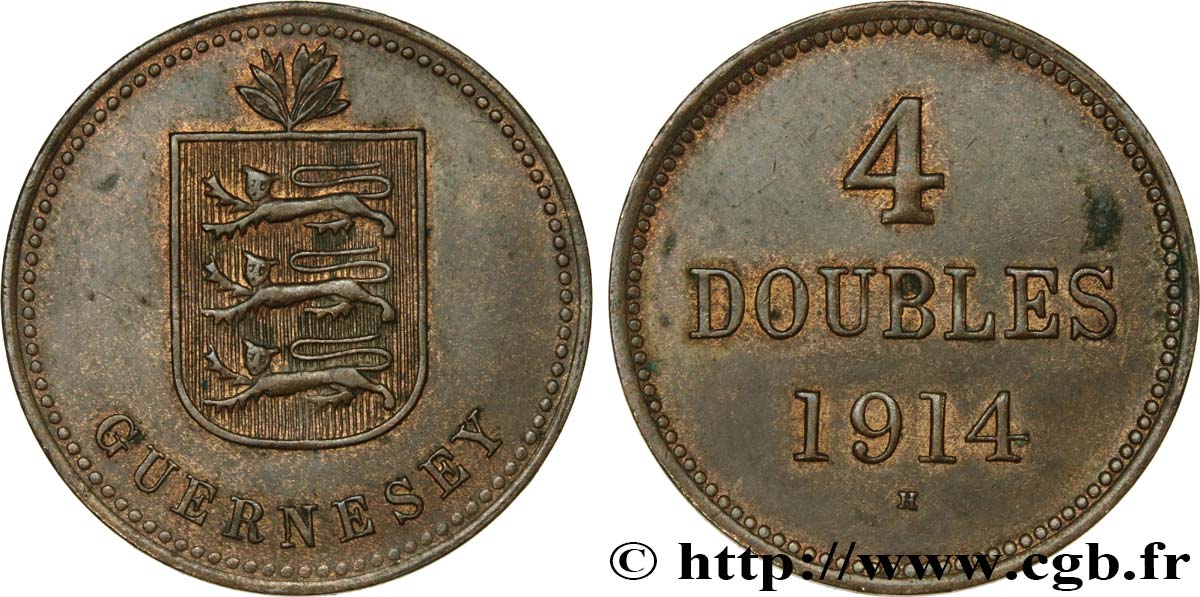 GUERNSEY 4 Doubles armes du baillage de Guernesey 1914 Heaton MBC 