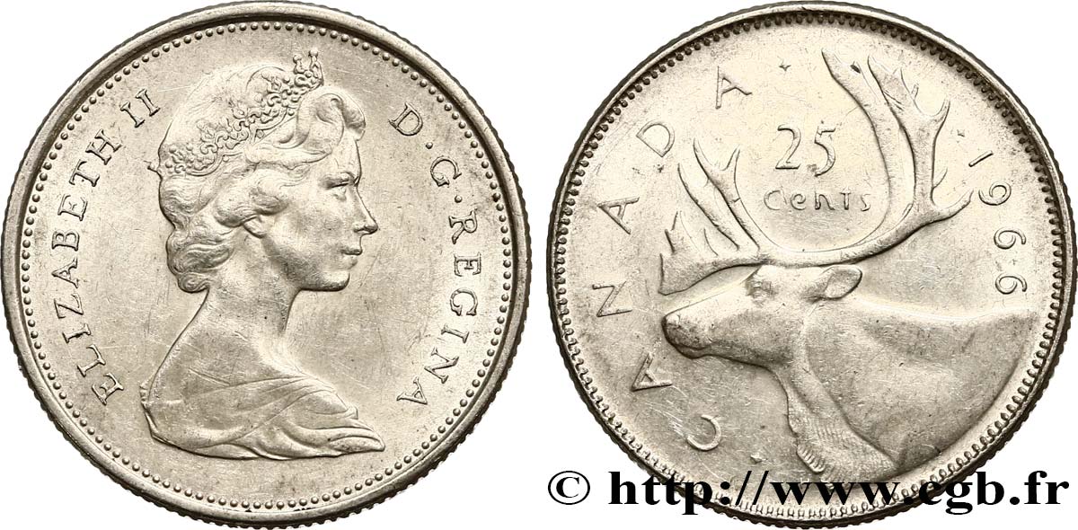 CANADA 25 Cents 1966  AU 