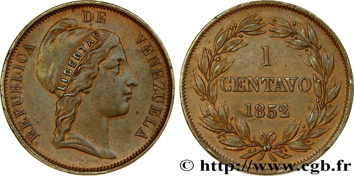 VENEZUELA 1 Centavo 1852  EBC 