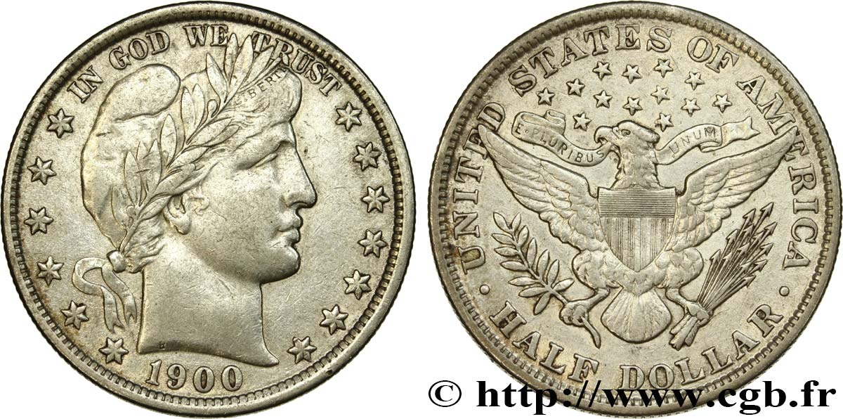UNITED STATES OF AMERICA 1/2 Dollar type Barber 1900 Philadelphie AU 