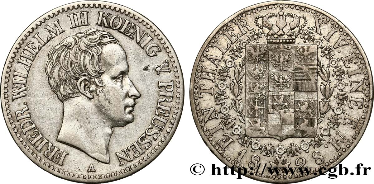 ALLEMAGNE - PRUSSE 1 Thaler Frédéric-Guillaume III 1828 Berlin TTB 