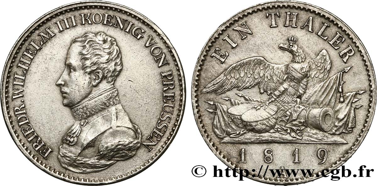 ALLEMAGNE - PRUSSE 1 Thaler Frédéric-Guillaume III 1819 Berlin TTB+ 